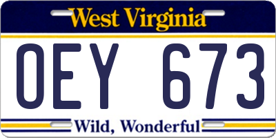 WV license plate OEY673