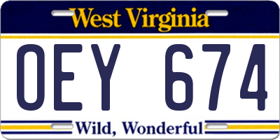 WV license plate OEY674