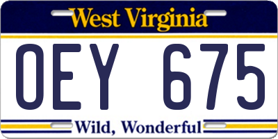 WV license plate OEY675