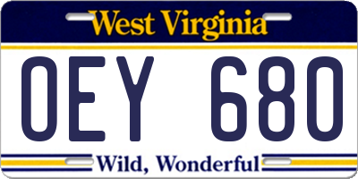 WV license plate OEY680