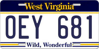 WV license plate OEY681