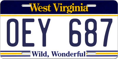 WV license plate OEY687