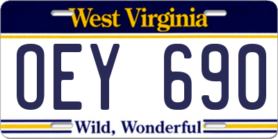 WV license plate OEY690