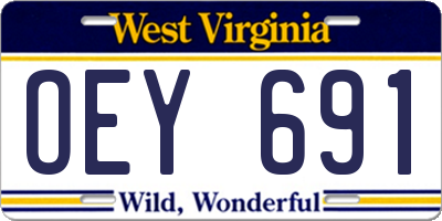 WV license plate OEY691