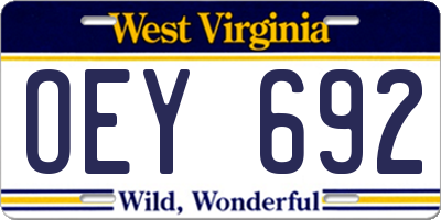 WV license plate OEY692