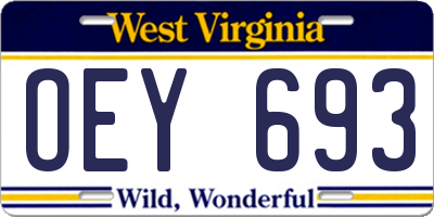 WV license plate OEY693