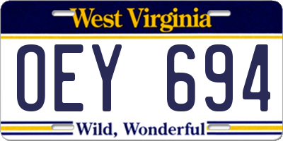 WV license plate OEY694