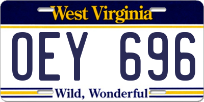 WV license plate OEY696