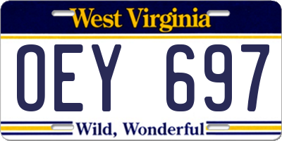 WV license plate OEY697