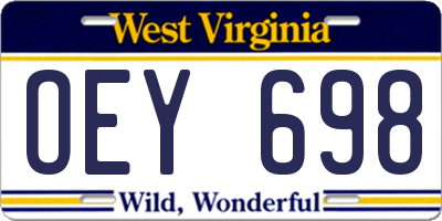 WV license plate OEY698