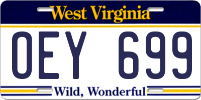 WV license plate OEY699