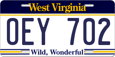WV license plate OEY702