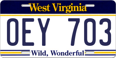 WV license plate OEY703