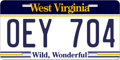 WV license plate OEY704