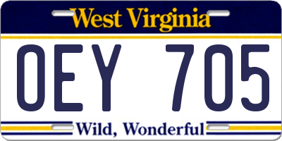 WV license plate OEY705