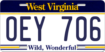 WV license plate OEY706