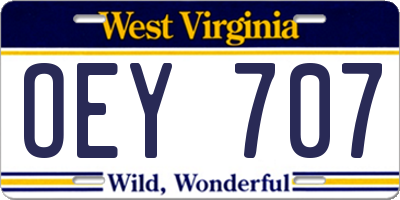 WV license plate OEY707