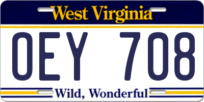 WV license plate OEY708