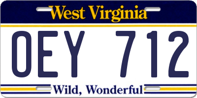 WV license plate OEY712
