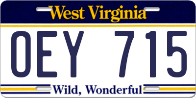 WV license plate OEY715