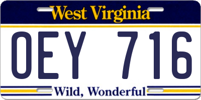 WV license plate OEY716