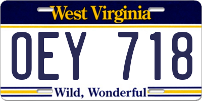 WV license plate OEY718