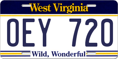 WV license plate OEY720