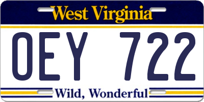 WV license plate OEY722