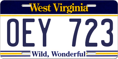 WV license plate OEY723