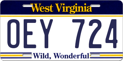 WV license plate OEY724