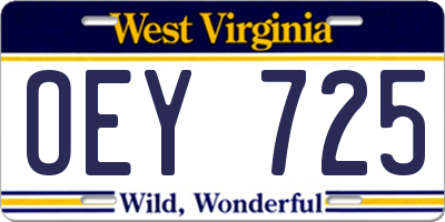 WV license plate OEY725