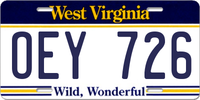 WV license plate OEY726