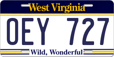 WV license plate OEY727