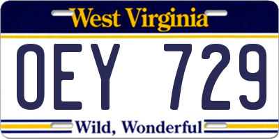 WV license plate OEY729