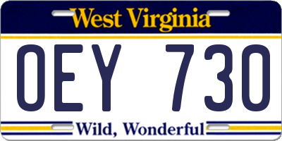 WV license plate OEY730