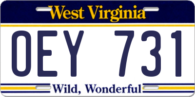 WV license plate OEY731