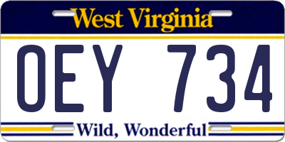 WV license plate OEY734