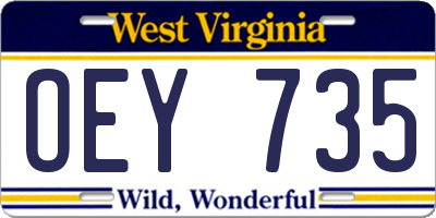 WV license plate OEY735