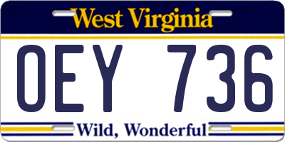 WV license plate OEY736