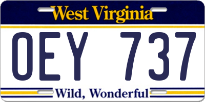 WV license plate OEY737