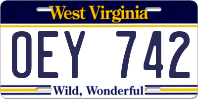 WV license plate OEY742