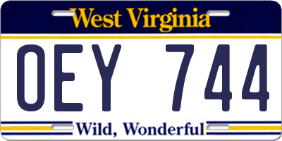 WV license plate OEY744