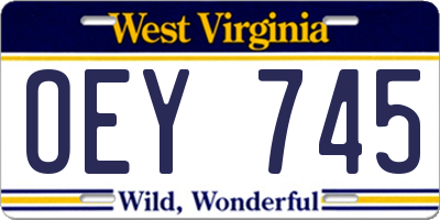 WV license plate OEY745