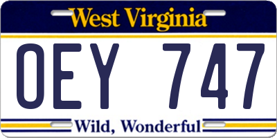 WV license plate OEY747