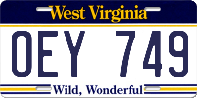 WV license plate OEY749