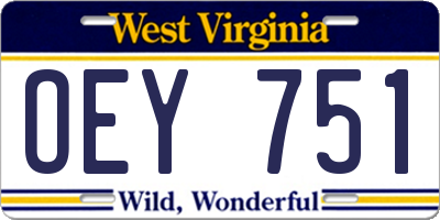 WV license plate OEY751