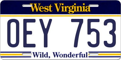 WV license plate OEY753