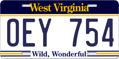 WV license plate OEY754