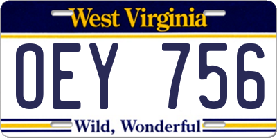 WV license plate OEY756