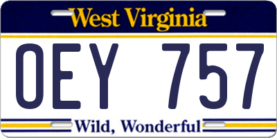 WV license plate OEY757